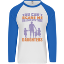 Dad With Three Daughters Funny Fathers Day Mens L/S Baseball T-Shirt White/Royal Blue