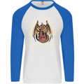 Dragons Rulers of the Earth Fantasy RPG Mens L/S Baseball T-Shirt White/Royal Blue