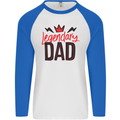 Legendary Dad Fathers Day Mens L/S Baseball T-Shirt White/Royal Blue