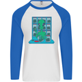 Funny Alien Drug Dealer Weed Mens L/S Baseball T-Shirt White/Royal Blue