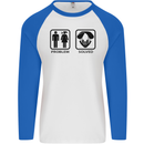 Problem Solved Skydive Freefall Paras Mens L/S Baseball T-Shirt White/Royal Blue