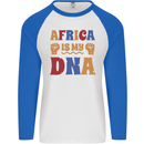Africa is My DNA Juneteenth Black Lives Matter Mens L/S Baseball T-Shirt White/Royal Blue