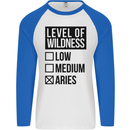 Levels of Wildness Aries Mens L/S Baseball T-Shirt White/Royal Blue