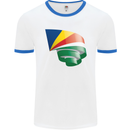 Curled Seychelles Flag Seychellois Day Football Mens Ringer T-Shirt White/Royal Blue