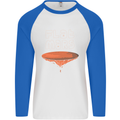 Flat Planet Mars Mens L/S Baseball T-Shirt White/Royal Blue