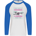 I Crash Them Too Funny Drone Pilot Mens L/S Baseball T-Shirt White/Royal Blue