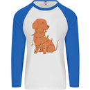 A Funny Christmas Tree Dachshund Mens L/S Baseball T-Shirt White/Royal Blue