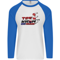 Taekwondo Fighter Mixed Martial Arts MMA Mens L/S Baseball T-Shirt White/Royal Blue