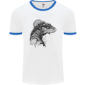 A Steampunk Iguana Lizard Reptiles Mens Ringer T-Shirt White/Royal Blue