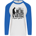 Can I Metal Detect Funny Detector Detecting Mens L/S Baseball T-Shirt White/Royal Blue