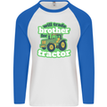 Will Trade Brother For Tractor Farmer Mens L/S Baseball T-Shirt White/Royal Blue