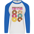 Check Out My 5 1/2 Pack Funny Donut Food Gym Mens L/S Baseball T-Shirt White/Royal Blue