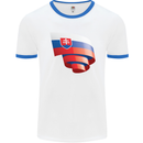 Curled Slovakia Flag Slovakia Day Football Mens Ringer T-Shirt White/Royal Blue