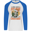 Dead Inside at Christmas Xmas Skull Mens L/S Baseball T-Shirt White/Royal Blue