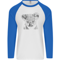 Koala Bear Sketch Ecology Environment Mens L/S Baseball T-Shirt White/Royal Blue