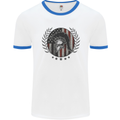 USA Bodybuilding Flag Gym Training Spartan Mens Ringer T-Shirt White/Royal Blue