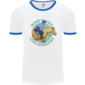 More Horse Riding Less Worrying Equestrian Mens Ringer T-Shirt White/Royal Blue