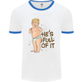 Donald Trump Hes Full of It Sh!#t Funny Mens Ringer T-Shirt White/Royal Blue