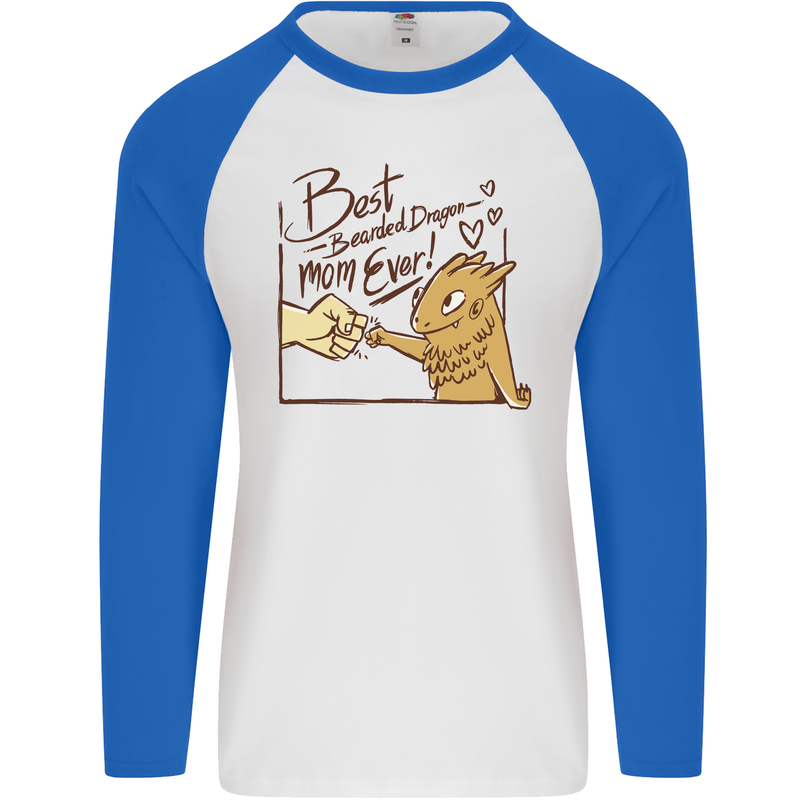 Best Bearded Dragon Mom Ever Mens L/S Baseball T-Shirt White/Royal Blue