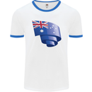 Curled Australia Flag Australian Day Football Mens Ringer T-Shirt White/Royal Blue