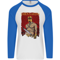 Gods of the Arena MMA Martial Arts Gym Mens L/S Baseball T-Shirt White/Royal Blue