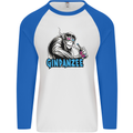 Ginpanzee Funny Gin Drinker Monkey Alcohol Mens L/S Baseball T-Shirt White/Royal Blue