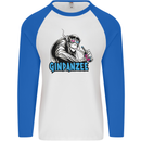 Ginpanzee Funny Gin Drinker Monkey Alcohol Mens L/S Baseball T-Shirt White/Royal Blue