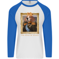 Beagle King Funny Dog Mens L/S Baseball T-Shirt White/Royal Blue