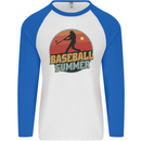 Baseball Summer Mens L/S Baseball T-Shirt White/Royal Blue