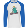 Books Only Christmas Tree Funny Bookworm Mens L/S Baseball T-Shirt White/Royal Blue