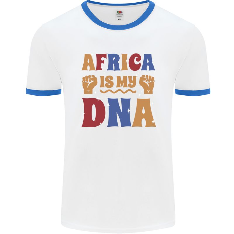 Africa is My DNA Juneteenth Black Lives Matter Mens Ringer T-Shirt White/Royal Blue