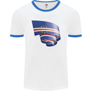 Curled Cape Verde Flag Verdean Day Football Mens Ringer T-Shirt White/Royal Blue