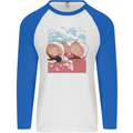 Petanque Balls Boules Bowls Mens L/S Baseball T-Shirt White/Royal Blue