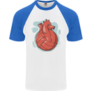 Volleyball Shaped Like a Heart Mens S/S Baseball T-Shirt White/Royal Blue