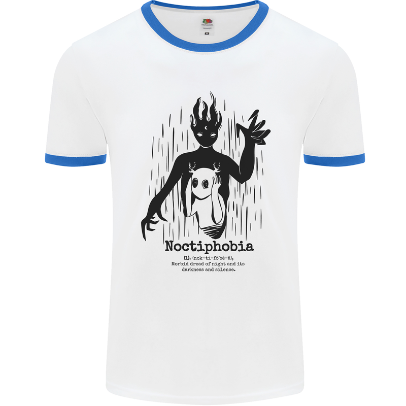 Noctiphobia Phobia of Night Halloween Mens Ringer T-Shirt White/Royal Blue