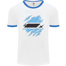 Torn Botswana Flag Batswana Day Football Mens Ringer T-Shirt White/Royal Blue
