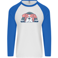 Dogs English Bulldog Mens L/S Baseball T-Shirt White/Royal Blue