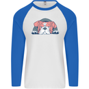 Dogs English Bulldog Mens L/S Baseball T-Shirt White/Royal Blue
