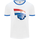 Curled Paraguay Flag Paraguayan Day Football Mens Ringer T-Shirt White/Royal Blue