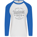 Vintage Year 50th Birthday 1973 Mens L/S Baseball T-Shirt White/Royal Blue