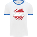 Torn Austria Flag Austrian Day Football Mens Ringer T-Shirt White/Royal Blue