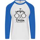 Imagine Its Not a Dream World Peace Hippy Mens L/S Baseball T-Shirt White/Royal Blue