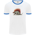 Dimetrodon Dinosaur Mens Ringer T-Shirt White/Royal Blue