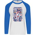 UK American Football Player Mens L/S Baseball T-Shirt White/Royal Blue