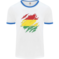 Torn Bolivia Flag Bolivian Day Football Mens Ringer T-Shirt White/Royal Blue