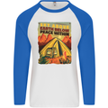 Camping Sky Above Trekking Outdoors Mens L/S Baseball T-Shirt White/Royal Blue