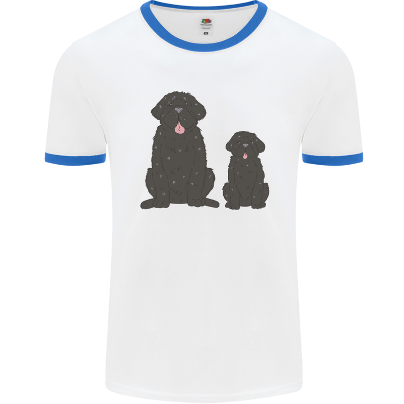 Newfoundland Dog With Puppy Mens Ringer T-Shirt White/Royal Blue