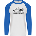 Evolution of Welsh Rugby Player Union Funny Mens L/S Baseball T-Shirt White/Royal Blue