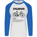 Cyclopath Funny Cycling Cyclist Bicycle Mens L/S Baseball T-Shirt White/Royal Blue