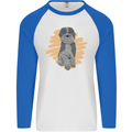 Aussie Doodle Mens L/S Baseball T-Shirt White/Royal Blue